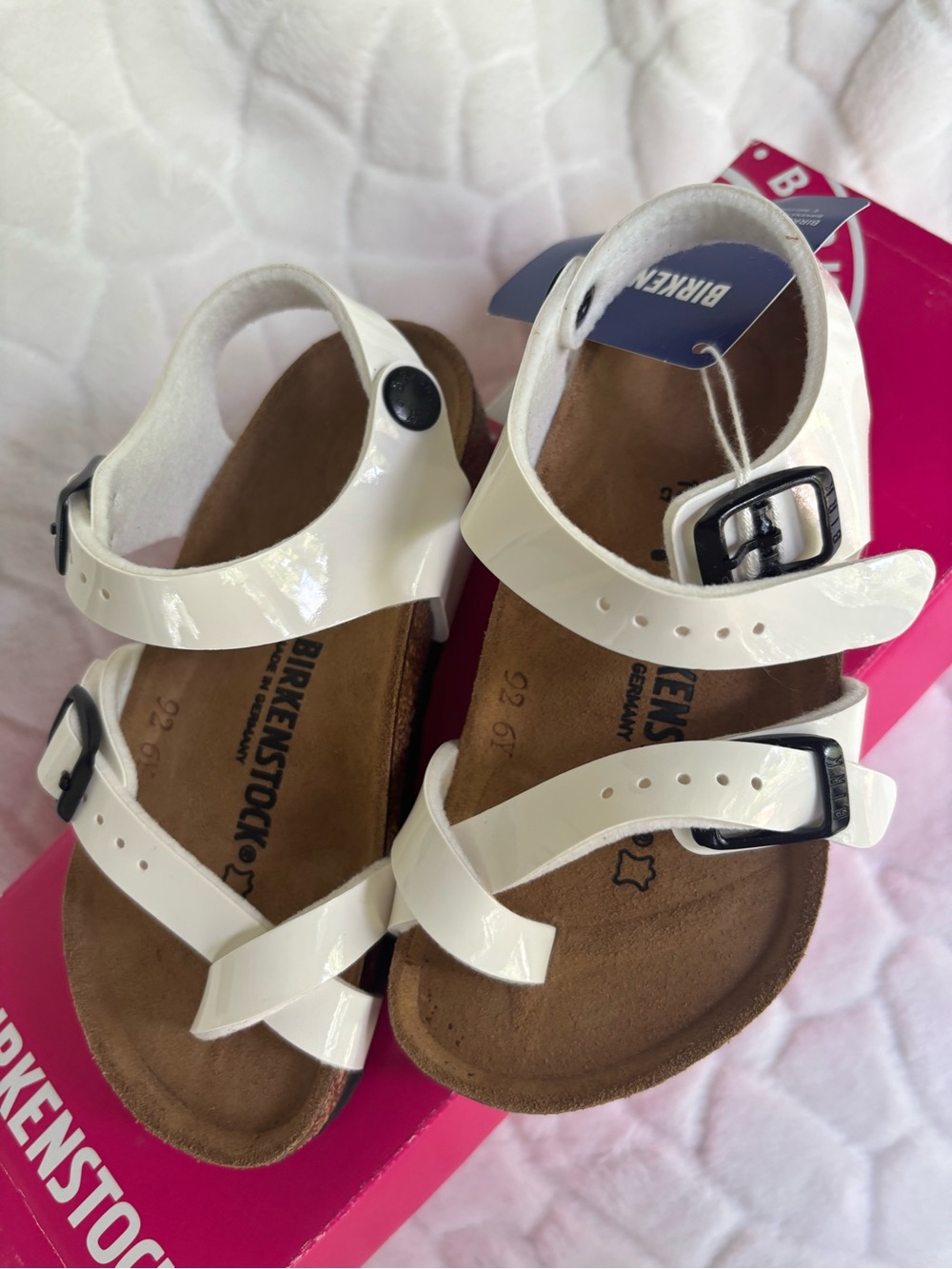 Birkenstock Kids Rio White Patent Sandals